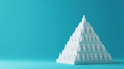 3D clay render of a population pyramid of workforce age distribution, isolated on a cerulean background. 3d resident. Illustrations