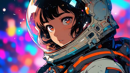 宇宙服を着ている女の子イラスト,Generative AI AI画像