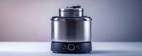 Stainless Steel Ice Cream Maker with Controls - Product Photo