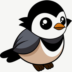 Capped chickadee isolated on white, capped chickadee vector illustration, bird vector art, capped chickadee silhouette, penguin with cream vector icon, animales line art, eps