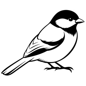 recommend clip art: Capped chickadee isolated on white, capped chickadee vector illustration, bird vector art, capped chickadee silhouette, penguin with cream vector icon, animales line art, eps