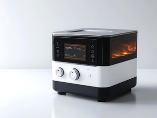 Obraz premium Black and White Smart Oven with Digital Display and Glass Door - 3D Render