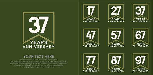Naklejka premium anniversary logotype set. white and green color can be use for celebration