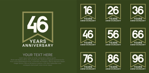 anniversary logotype set. white and green color can be use for celebration