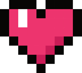 Pixelated Pink Heart: A vibrant symbol of love rendered in a classic pixel art style. Perfect for retro gaming, digital design, and Valentine's Day projects. 