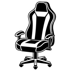 gaming chair isolated on white, gaming chair vector illustration, furniture vector art, chair silhouette, chair vector icon, furnitures line art, eps