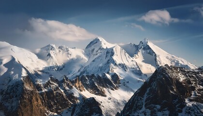 Beautiful mountain with snow peaks. Wallpaper