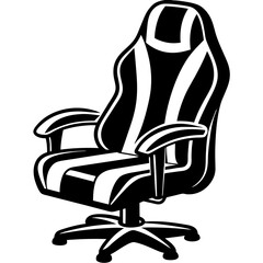 gaming chair isolated on white, gaming chair vector illustration, furniture vector art, chair silhouette, chair vector icon, furnitures line art, eps