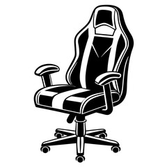 gaming chair isolated on white, gaming chair vector illustration, furniture vector art, chair silhouette, chair vector icon, furnitures line art, eps