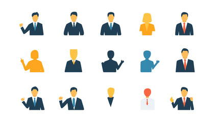 ビジネスプレゼンテーションに最適｜シンプルでモダンなビジネス人物アイコンセット