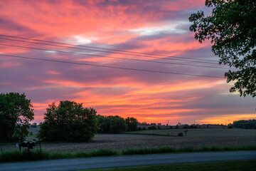 Dramatic vibrant sunset scenery in Roberts, Wisconsin