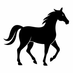 Obraz premium Horse isolated on white, horse vector illustration, animal vector art, horse silhouette, pet vector icon, horses cartoon line art, eps