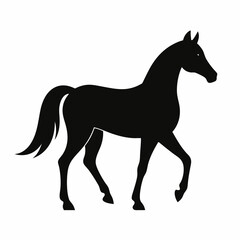 Horse isolated on white, horse vector illustration, animal vector art, horse silhouette, pet vector icon, horses cartoon line art, eps