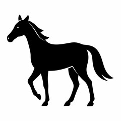 Horse isolated on white, horse vector illustration, animal vector art, horse silhouette, pet vector icon, horses cartoon line art, eps