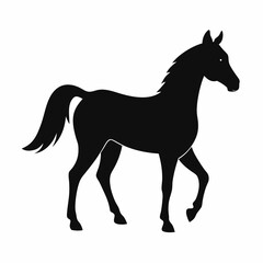 Horse isolated on white, horse vector illustration, animal vector art, horse silhouette, pet vector icon, horses cartoon line art, eps