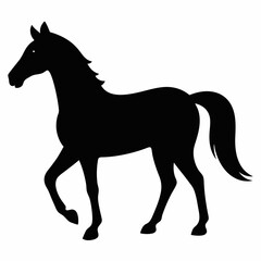 Horse isolated on white, horse vector illustration, animal vector art, horse silhouette, pet vector icon, horses cartoon line art, eps