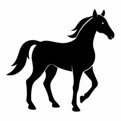 Horse isolated on white, horse vector illustration, animal vector art, horse silhouette, pet vector icon, horses cartoon line art, eps