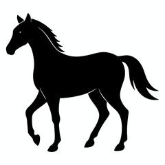 Horse isolated on white, horse vector illustration, animal vector art, horse silhouette, pet vector icon, horses cartoon line art, eps