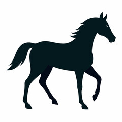 Horse isolated on white, horse vector illustration, animal vector art, horse silhouette, pet vector icon, horses cartoon line art, eps