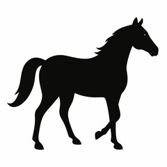 Horse isolated on white, horse vector illustration, animal vector art, horse silhouette, pet vector icon, horses cartoon line art, eps