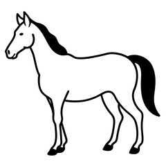 Horse isolated on white, horse vector illustration, animal vector art, horse silhouette, pet vector icon, horses cartoon line art, eps