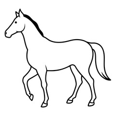 Horse isolated on white, horse vector illustration, animal vector art, horse silhouette, pet vector icon, horses cartoon line art, eps