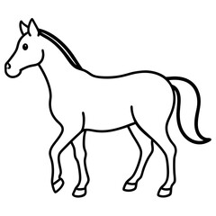Horse isolated on white, horse vector illustration, animal vector art, horse silhouette, pet vector icon, horses cartoon line art, eps