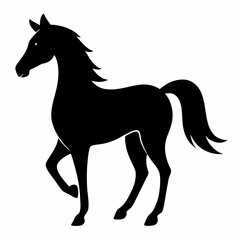 Horse isolated on white, horse vector illustration, animal vector art, horse silhouette, pet vector icon, horses cartoon line art, eps