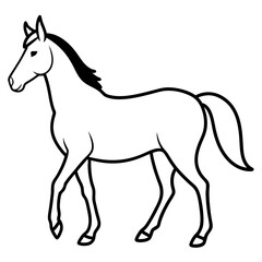 Horse isolated on white, horse vector illustration, animal vector art, horse silhouette, pet vector icon, horses cartoon line art, eps