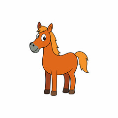 Horse isolated on white, horse vector illustration, animal vector art, horse silhouette, pet vector icon, horses cartoon line art, eps