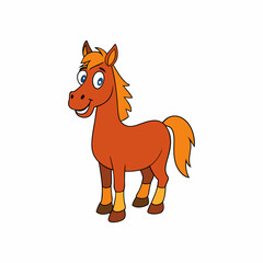 Horse isolated on white, horse vector illustration, animal vector art, horse silhouette, pet vector icon, horses cartoon line art, eps