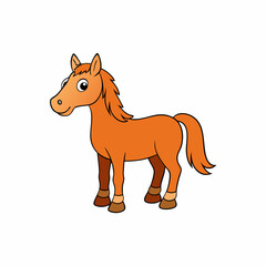 Horse isolated on white, horse vector illustration, animal vector art, horse silhouette, pet vector icon, horses cartoon line art, eps