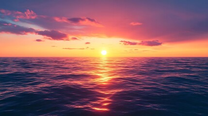 Sunset Over the Ocean - 3D Illustration