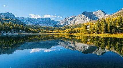 Fototapeta premium Mountain Lake Reflection on a Sunny Day