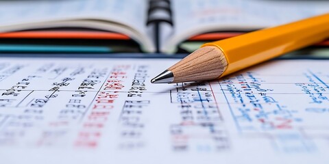 Yellow Pencil on Open Notebook - Photo