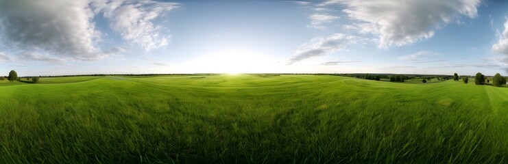 Obraz premium 360 degree large green grass field. HDRI spherical panorama.