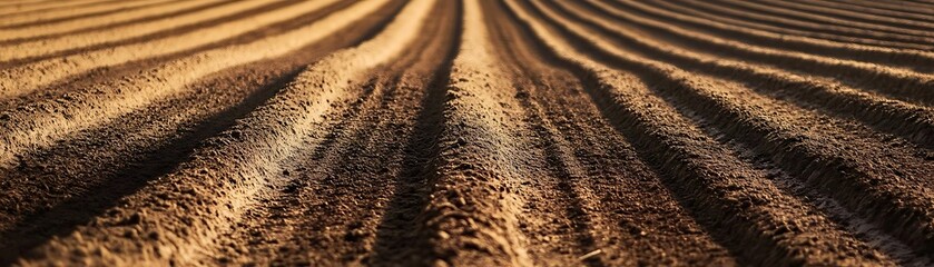 Closeup of a Plowed Field, Realistic Photo