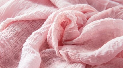 In the seventh image we see a textured cotton fabric dyed with a pale pink color from natural avocado dye. The fabric has a soft almost crinkled appearance giving it a bohemian vibe.