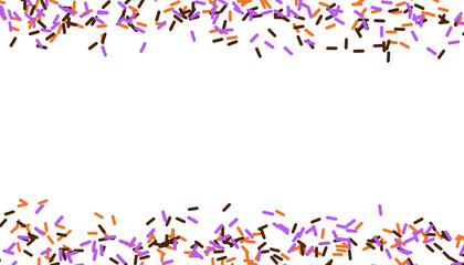 Halloween party theme background, frame, border, colorful confetti sprinkles, purple, orange, black, trick-or-treat, PNG, transparency