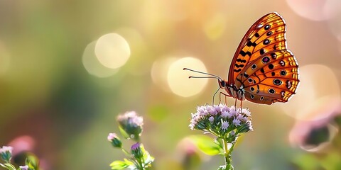 Obraz premium Orange Butterfly on a Flower with a Bokeh Background - Photo