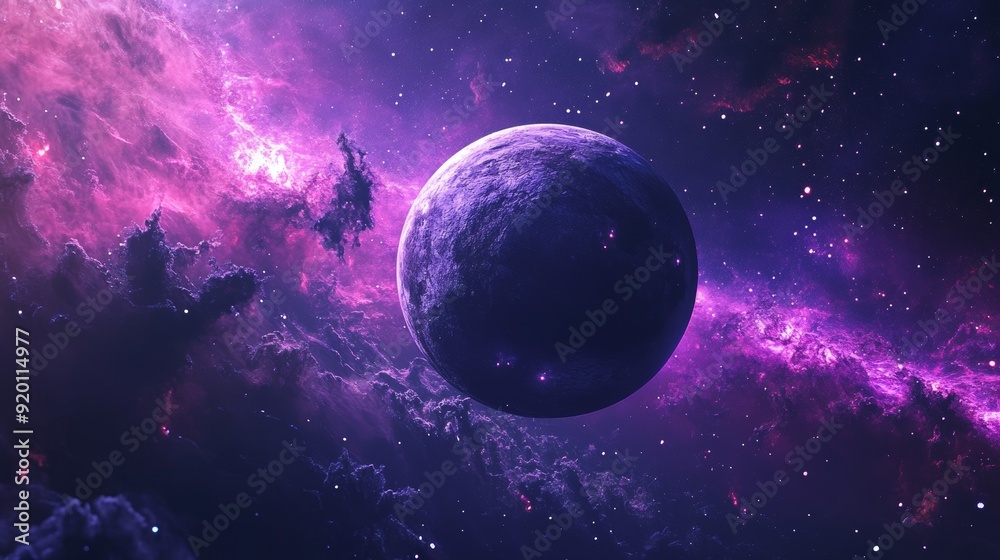 Poster 3d planets in deep space