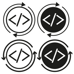 Coding symbol icon. Programming arrows. Vector coding concept. Circular design element.