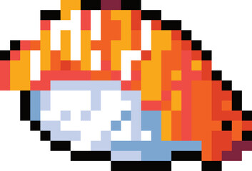 Pixelated Sushi Delight: A vibrant, pixelated depiction of a single piece of sushi, perfect for food blogs, restaurant menus, or digital art projects.  