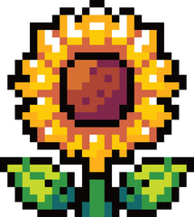 Pixelated Sunflower: A cheerful and vibrant pixel art sunflower, radiating warmth and optimism. Perfect for adding a touch of whimsy and retro charm to your designs. 