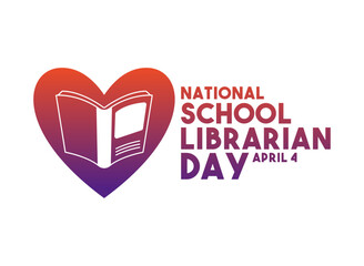 National School Librarian Day. April 4. Poster, banner, card, background.