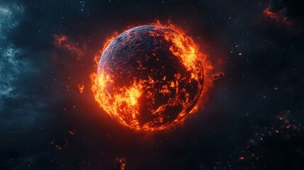 Obraz premium 3D illustration of burning planet