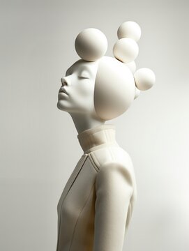 Futuristic woman fashion model with hat