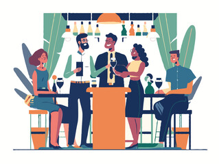 Colorful illustration of food catering company and a restaurant company, plain and simple vector illustration