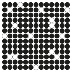 Black and white dots. Geometric circular pattern. Abstract repetitive grid. Minimalist monochrome design.