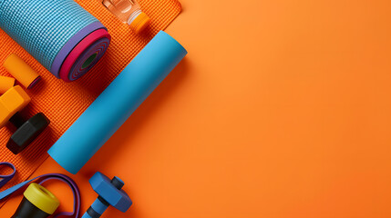 Exercise Equipment Flat Lay with Space for Text
